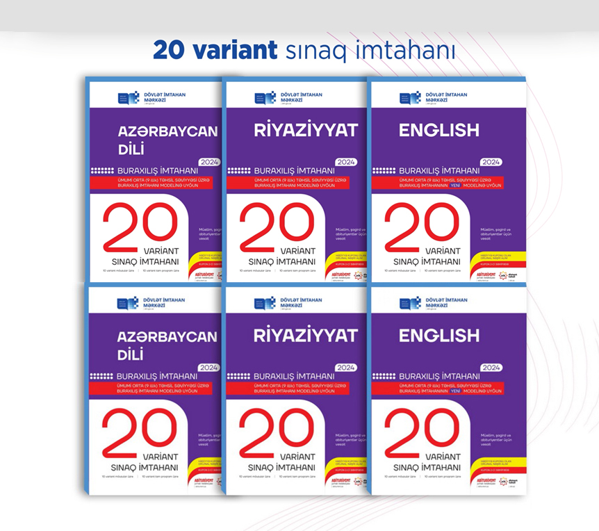 Dövlət İmtahan Mərkəzinin nəşr etdiyi "20 variant sınaq imtahanı" kitablarını təqdim edirik